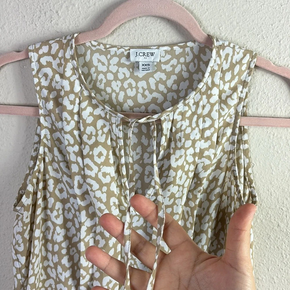 J. Crew Sleeveless Pleated Tie-Neck Leopard Cheetah  Animal Print Tank Top XXS - Picture 4 of 8